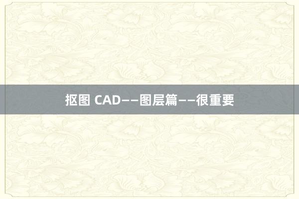 抠图 CAD——图层篇——很重要